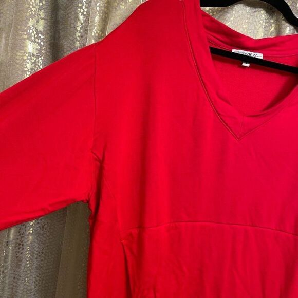 Express Lipstick Red Oversized V Neck Pullover Dolman Style Sweater Small - Picture 4 of 7
